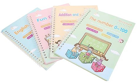 HOODANCOS Kalligraphie-übung Mit Glatten Kanten 4-teiliges Englisch-schreibbuch Für Jungen Und Mädchen Englisch-lernwerkzeug Für Die Schule