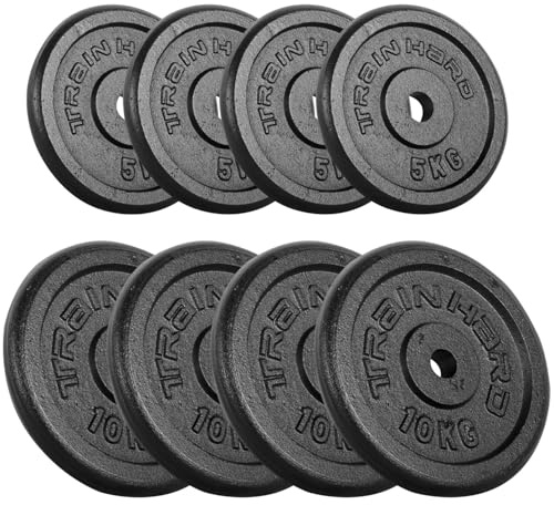 Train Hard® Hantelscheiben Set, 5/10/15/20/30/40/50/60kg,30/31mm Bohrung, Gusseisen, Gewichtsscheiben, Hantelgewichte