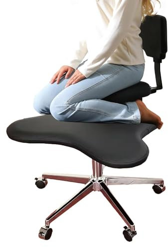 Ergonomischer Kniestuhl Ergonomischer Bürostuhl, Bürostuhl mit gekreuzten Beinen, Verstellbarer Kniestuhl mit Rückenlehne, Bürostuhl ohne Armlehnen, Rehabilitationshocker zum Hocken, 300 Pfu