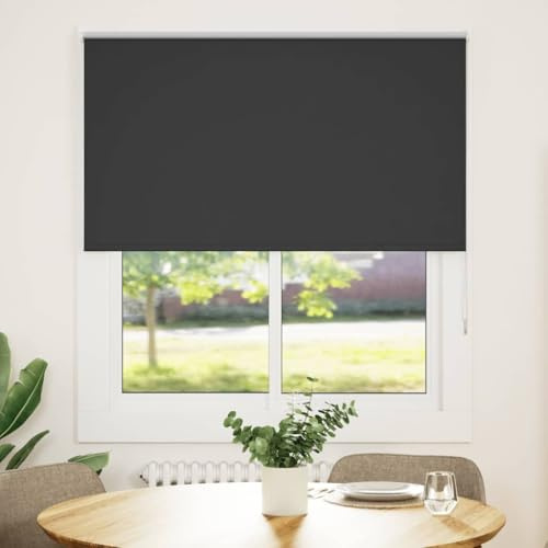 vidaXL Verdunkelungsrollo Schwarz 125x150 cm Stoffbreite 121,6 cm, Rollo, Klemmfix, Thermorollo, Verdunklungsrollo, Klemmrollo, Fensterrollo