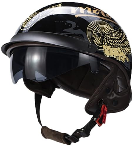 Casco Semi Aperto Con Visiera Parasole, Casco Per Scooter Atv Casco, Casco Di Sicurezza Certificato DOT/ECE, Mezzo Casco Da Motociclista, Casco A Scodella Caschi Jet Per Donna Uomo 9,M=57-58CM