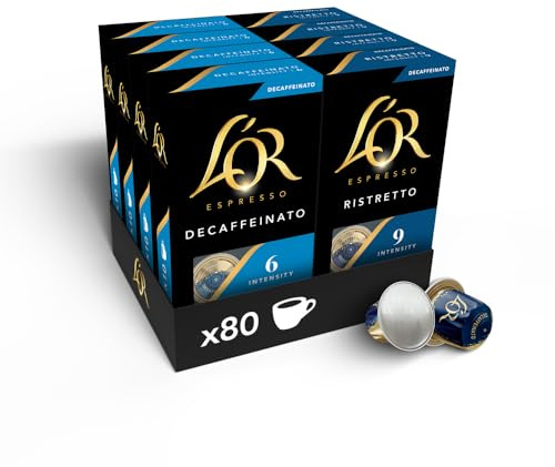 L'OR Espresso Decaf Coffee Pods Variety Bundle (Pack of 8, Total 80 Capsules) Nespresso®* Compatible