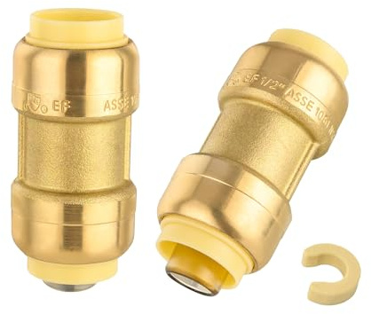 (Pack of 2) Seelink 3/4 Inch Straight Coupling Push-Fit Fitting to Connect Pex, Copper, CPVC Pipe/Tubing, With Disconnect Clip(PF008-2Pack)
