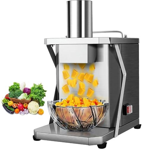 XUXIAO Picadora de Verduras eléctrica en Dados, Cortador automático de Cebolla y Patata, Procesador de Alimentos Máquina cortadora de Frutas, para Zanahoria Rábano Pepino Pitaya
