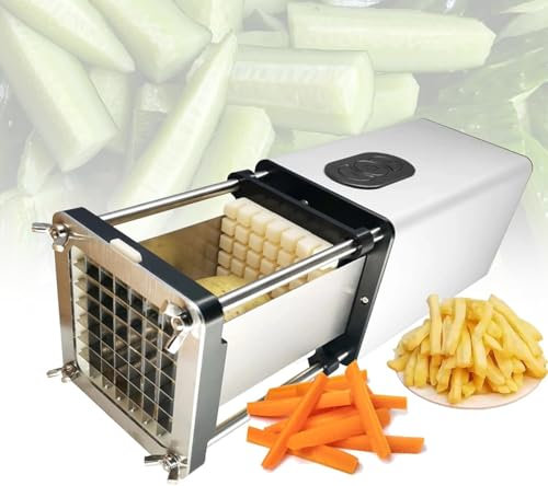 Alloy Blade Potato Cutting Machine, Electric French Fry Cutter, Automatic Vegetable Cutter, Kitchen Cutting Tool for Carrots and Cucumbers(Silver)