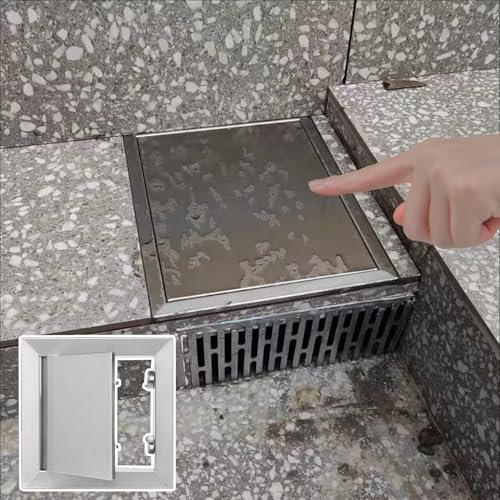 Trappe de Visite Panneau D'accès Étanche en Acier Inoxydable, Kit de Panneau D'accès Magnétique pour Carrelage, Porte D'accès Plomberie à Bouton-poussoir, Trappe D'inspection Universelle(250x250mm/10x