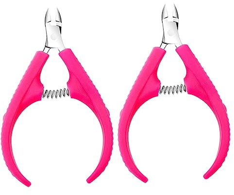 HEATSHAKING Forbici per Cuticole Professionali in Acciaio Inossidabile Impugnatura in Plastica Antiscivolo, 2 Pezzi per Manicure Precisa e Rimozione Profonda delle Cuticole