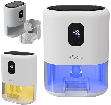 Tronitechnik® EF-02 Mini Luftentfeuchter elektrisch, bis 400 ml/24 h, 1 L Tank, LED-Farblicht, leise, für Räume bis 20 m²