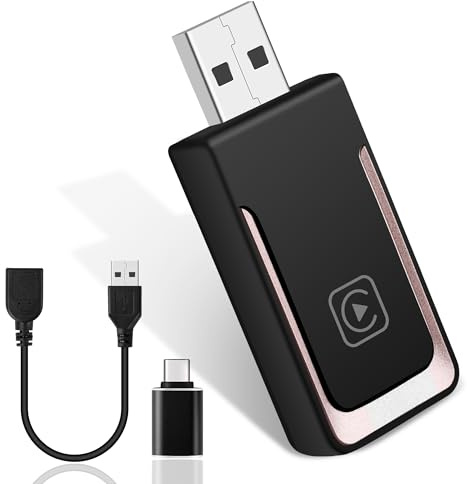 Alltolink Adaptador carplay inalambrico, USB A/Tipo C, Plug and Play para Carplayy Inalambrico de iPhone, Compatible con iOS 10+ y vehículos Que Admiten Car Playy con Cable después de 2016