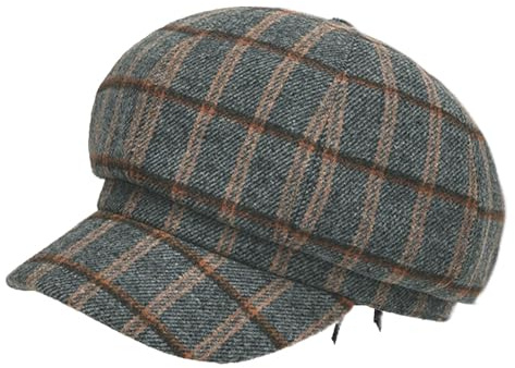 Rayson Randig hatt dam vinter chic Newsboy basker justerbar inomhus satin keps åttakantig retro beret dam för höst vinter, Färg: grå, One size