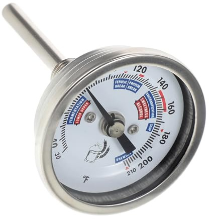 DECOMELODY Termometro Per Vino in Acciaio Misuratore Della Temperatura Preciso Per Enologi e Produttori Vino Adatto Contenitori e Attrezzature Per Fermentazione