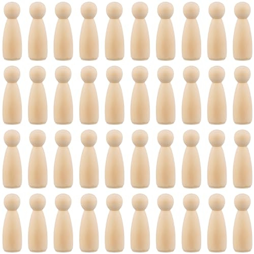 SYUTBOU 40 stycken träfigurer för målning, 75 mm oavslutade träfigurer för pyssel, dekoration