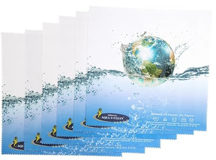 Aqua Clean Kristall Brillentücher, 20x20 cm, 6 Stück, Mikrofaser, Fusselfrei, Waschbar bis 60°C