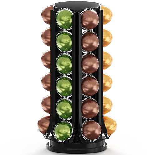 Deco Brothers VertuoLine Pod Holder, 360° Turntable Rotating Pod Carousel Organizer for Nespresso Vertuo Pods, Black