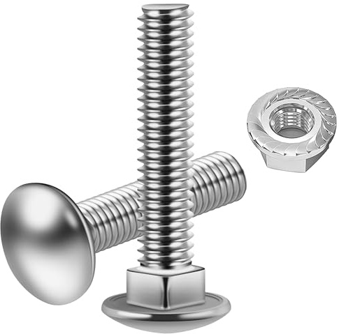 25Pcs M8 x 40mm Coach Bolts, Carriage Bolts with Flange Hexagon Nuts | Round Head Square Neck, Carbon Steel Zinc Plated