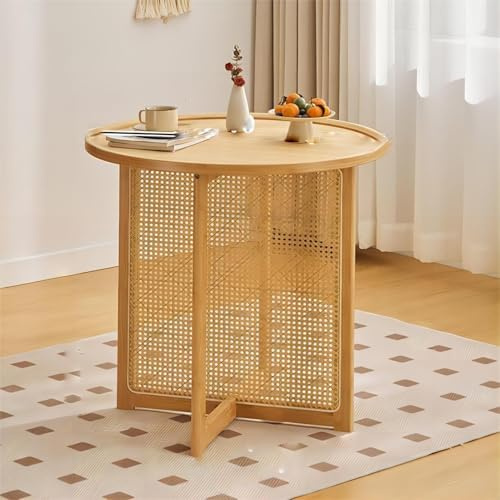 Tavolo da pranzo in bambù con piedistallo rustico, stile moderno metà secolo per piccoli spazi, 2-4 posti, ideale per cucina e sala da pranzo