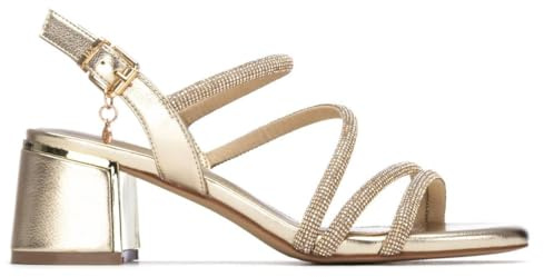 XTI - Sandalia Mujer Oro - Calzado Cómodo y Versátil - Moda casual - Modelo 14526001 (Talla 37)