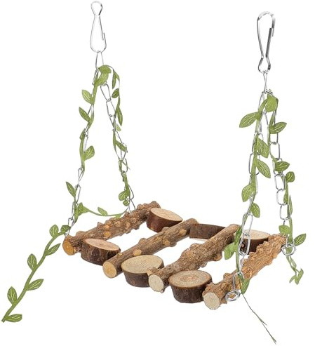 MERRYHAPY Vogelschaukel aus Natürlichem Holz Sicher und Langlebig Parrot Swing für Kleine Papageien und Wellensittiche Dekorative Sitzstange Multifunktional und Gesundheitsfördernd