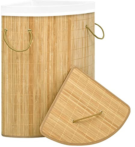 Generico Cesto Portabiancheria Angolare in bambù 60 L,Marrone,1.6kg,320759