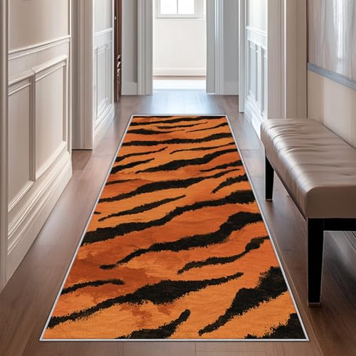 Generisch Läufer Flur Tiger, Waschbarer Teppich Läufer Wilde Tiere 80x300, Küchenteppich, Eingangsbereich, Bettvorleger, Schlafzimmer Deko, rutschfest, Kurzflor j3599