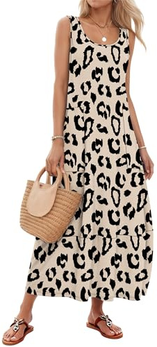 MOLERANI Maxi Dress for Women UK Sleeveless Summer Dresses Scoop Neck Ladies Dress with Pockets