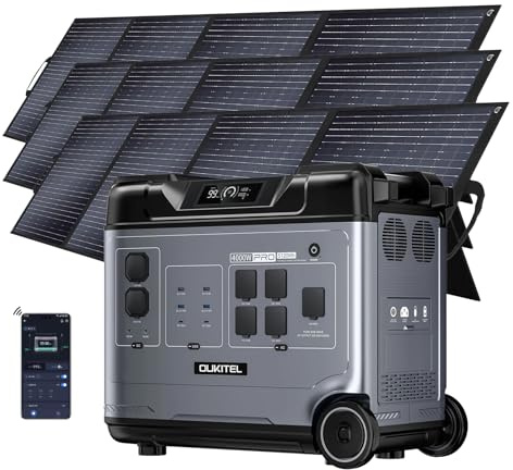 OUKITEL P5000 Pro Centrale Elettrica Portatile 4000W, 5120Wh LiFePO4 Batteria Generatore Solare con 3 * 200W Pannello Stazione di Alimentazione Elettrico Generatori per Uso Domestico/Campeggio/Camper