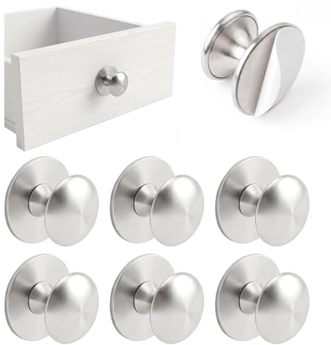 6 Pièces Poignées Autocollantes Acier Inoxydable Argenté Tiroir Armoire | Résistantes à la Rouille et Corrosion Surface Lisse Installation sans Perçage Décoller et Coller Adhésion Puissante Durable