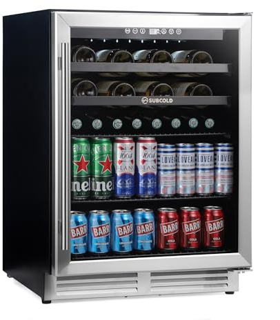 Subcold Integra60 Built-In 2in1 Wine Fridge – Integrated Undercounter Beverage & Wine, 3-18°C Compressor Cooling, LED Light, Quiet Operation, Frost-Free Ventilation - Stainless Steel | Integrated Undercounter Beverage & Wine, 3-18°C Compressor Cooling, LED Light, Quiet Operation, Frost-Free Ventilation