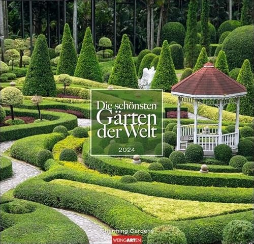 Die schönsten Gärten der Welt Kalender 2024. Wandkalender mit 12 Fotos romantischer Gärten. Farbenprächtiger Natur-Kalender für die Wand. Jahres-Fotokalender im Format 48 x 46cm