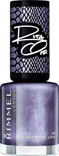 RIMMEL 60 Seconds Super Shine Smalto, Smalto asciugatura rapida, Colore vibrante, A lunga tenuta, 8 ml, 811 Hot Metal Love
