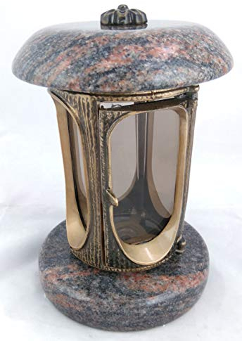 designgrab Alu Grablampe aus messingfarbenem Aluminium in Antikoptik in Granit Himalaya