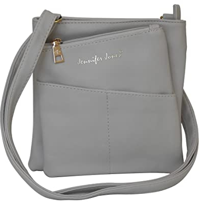 Jennifer Jones - kleine -DamenHandtasche Clutch Umhängetasche Abendtasche Ausgehtasche Schultertasche (Hellgrau) - präsentiert von ZMOKA®