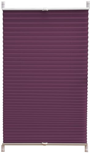 Deco4Me Plissee ohne Bohren (80 x 140 cm, Aubergine Crash) - Blickdicht, lichtdurchlässig, Keine Verdunkelung - Jalousien zum Klemmen - Faltrollos für Fenster
