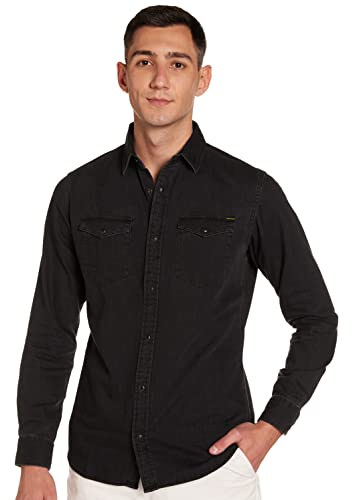Jack & Jones Men's Jjesheridan Shirt L/S Denim Shirt, Black (Black Denim Fit Slim), XL
