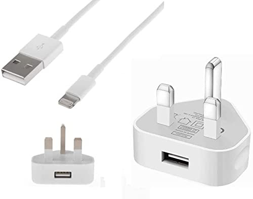 ameego TheMax® USB Data Sync Charging Cable Lead USB Charger Adapter Plug For i-Phone's Compatible 6 6s 5s 6 PLUS 7 8 8 Plus XS XS Max XR X i-Pad i-Pod (WHITE)