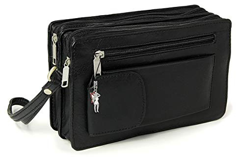 imppac DrachenLeder Handgelenktasche schwarz Leder Herren Smartphonefach OTJ512S Leder Handgelenktasche