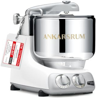 Ankarsrum Assistent Original 6230 Küchenmaschine, Glossy White | 1500 Watt, multifunktionale Küchenmaschine u.a. zum Backen, mit 7 Liter Edelstahlschüssel, handgefertigt in Schweden