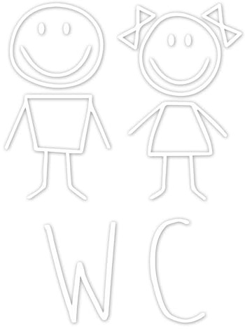 younikat WC Tür-Aufkleber - weiß - 18 x 24 cm - Mädchen und Junge - hin646 | Folie selbstklebend, für Badezimmer-Tür, Toiletten-Sticker, Klebe-Schild für Restaurant Laden Geschäft, vergilbungsfrei