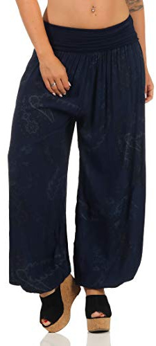 Malito Femme Pantalon Sarouel Yoga Pantalon Sport 7185 (Bleu foncé)