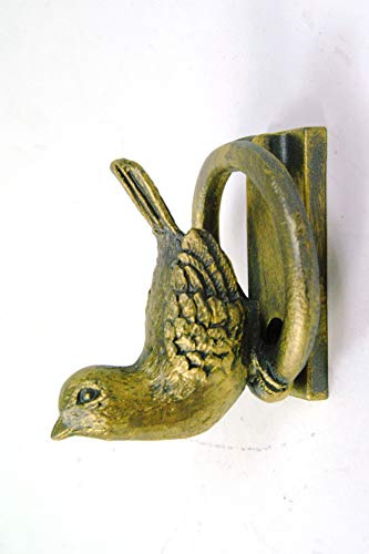 Door Knocker Little Gold Bird Metal Loop Vintage Distressed Design