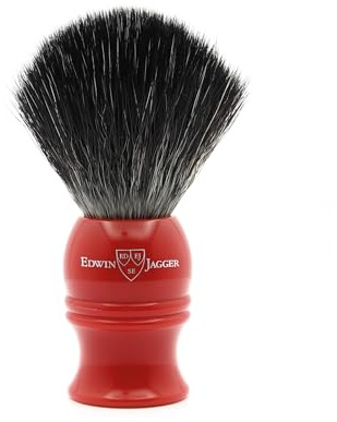 Edwin Jagger 1EJ331SYN Klassischer schwarzer Rasierpinsel aus synthetischer Faser, umweltfreundlich und vegan, für Rasiercreme oder Rasierseife für Männer und Frauen