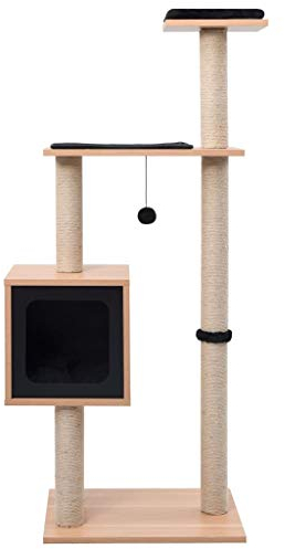 Goliraya Katzenbaum mit Kratzbaum Kletterbaum mit Sisals Jutetämmen Katzenkratzbaum Spielbaum 123/104/ 90 cm, mit 1 Höhle und 2 Plattformen Spielmöglichkeiten stabil