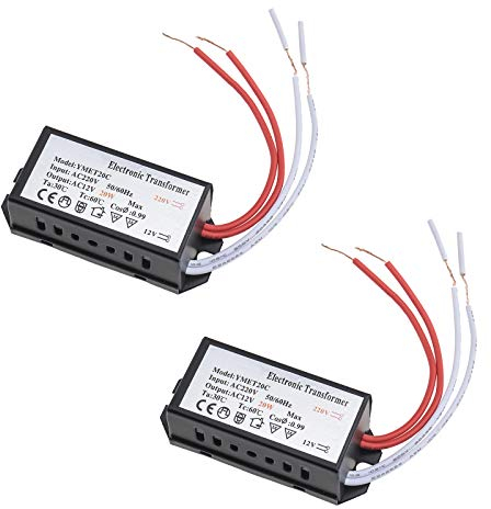 Be In Your Mind Elektronischer Transformator AC 220V auf AC 12V 20 Watt mit CE-Zertifizierung für Halogenlampe Leuchtmittel 67x27x22mm