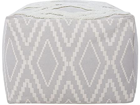 MOCOFO Freizeit Kreativer Sofa-Hocker, moderner, minimalistischer Tatami-Boden-Futon-Matte, grober Stoff, Bedruckte Quaste, Pouf-Bezug (Modern City-Grau, 45 x 45 x 30)