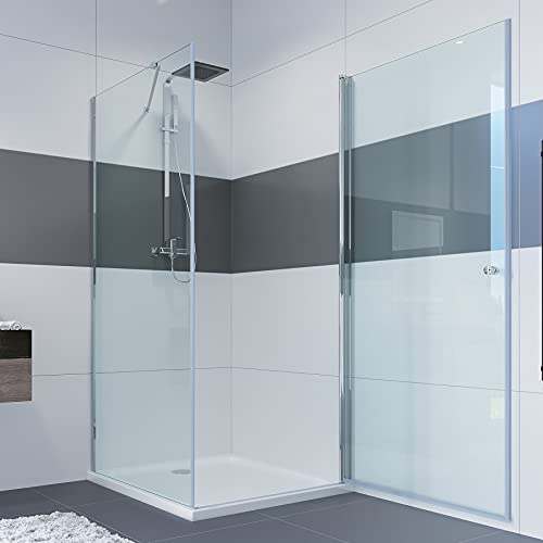 Duschkabine IMPTS 90x90 cm Drehtür Seitenwand Dusche Sicherheitsglas Duschtür Eckeinstieg Duschabtrennung Glas,185cm