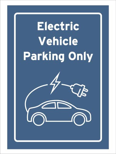 Zukeo Ltd Aluminium Blue Electric Vehicle Charging Parking Only Car Graphic Sign Funny Hilarious Joke Car Reserved Warning EV