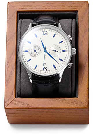 Oirlv Massivholz Uhrenbox Uhrenhalter mit Kissen Uhren aufbewahrungsbox(7 x 9.5 x 4.8cm,Dunkelgrau)