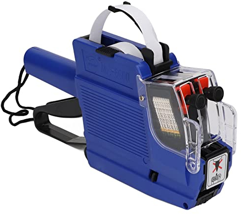Preisauszeichner 2 Zeilig 10 Stellig Preis Etiketten Drucker Preisschilder Etiketten Maschine Etikettierer Gerät für 2 Zeilig 22x16mm Etiketten, Blau