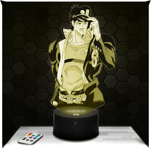 Lampephoto.fr - Lampe Jotaro Ku jo Jojo's Bizarre Adv. Veilleuse Manga | Fait en France, Socle au Choix, Luminosité Ajustable, Gravure HD au Laser, Idée cadeau Fan d'Anime, garçon, fille