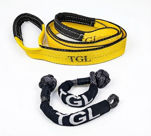 TGL Tow Bridle Strap, Recovery Bridle Kit- Tree Saver Strap - 2 Recovery Soft Shackles - V Bridle Tow Strap Compatible with Kinetic Recovery Rope,Jeep, Ford, Toyota. | Recovery bridle, tow bridle, v bridle tow strap, kinetic rope recovery kit, recovery strap